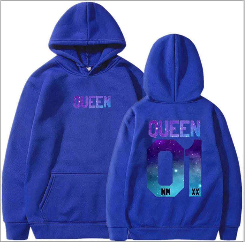 Couples Herren  King & Queen Stars Hoodie Pullover Partner Parchen Set Streetwear Men Women  Sweatshirt  Hoodies  Sweatshirts