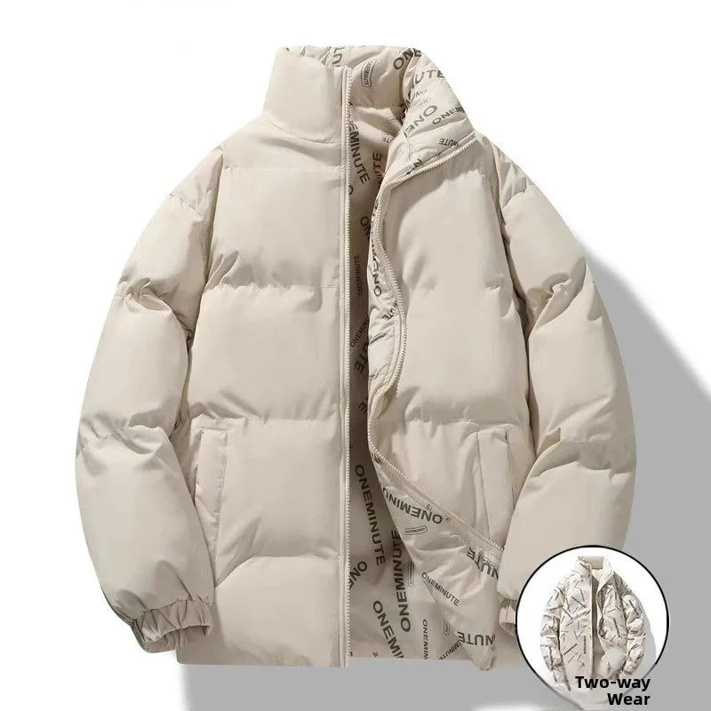 Thiened down Cotton Jaet Men's Winter New Faion Brand Stand Collar Warm Coat Youth ular ort Sle Zipper Closure