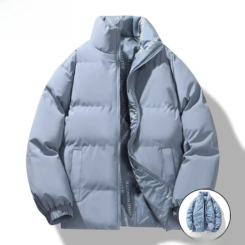 Thiened down Cotton Jaet Men's Winter New Faion Brand Stand Collar Warm Coat Youth ular ort Sle Zipper Closure