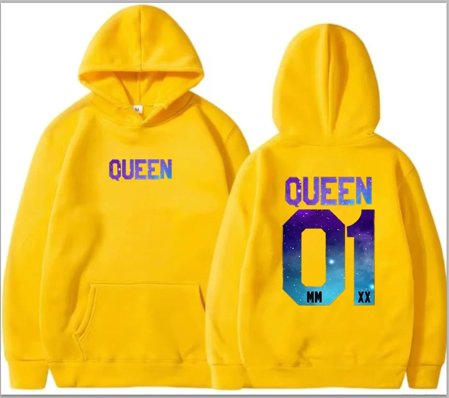 Couples Herren  King & Queen Stars Hoodie Pullover Partner Parchen Set Streetwear Men Women  Sweatshirt  Hoodies  Sweatshirts