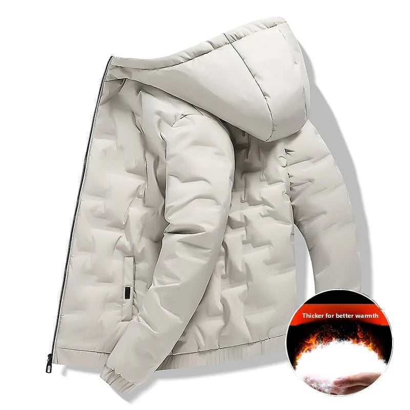 Thiened down Cotton Jaet Men's Winter New Faion Brand Stand Collar Warm Coat Youth ular ort Sle Zipper Closure