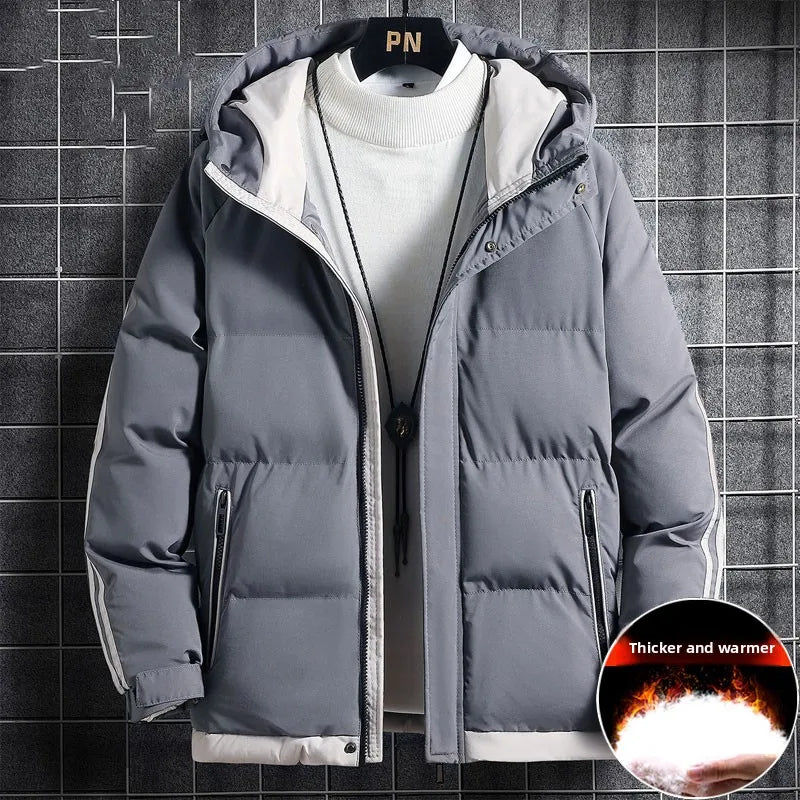 Thiened down Cotton Jaet Men's Winter New Faion Brand Stand Collar Warm Coat Youth ular ort Sle Zipper Closure