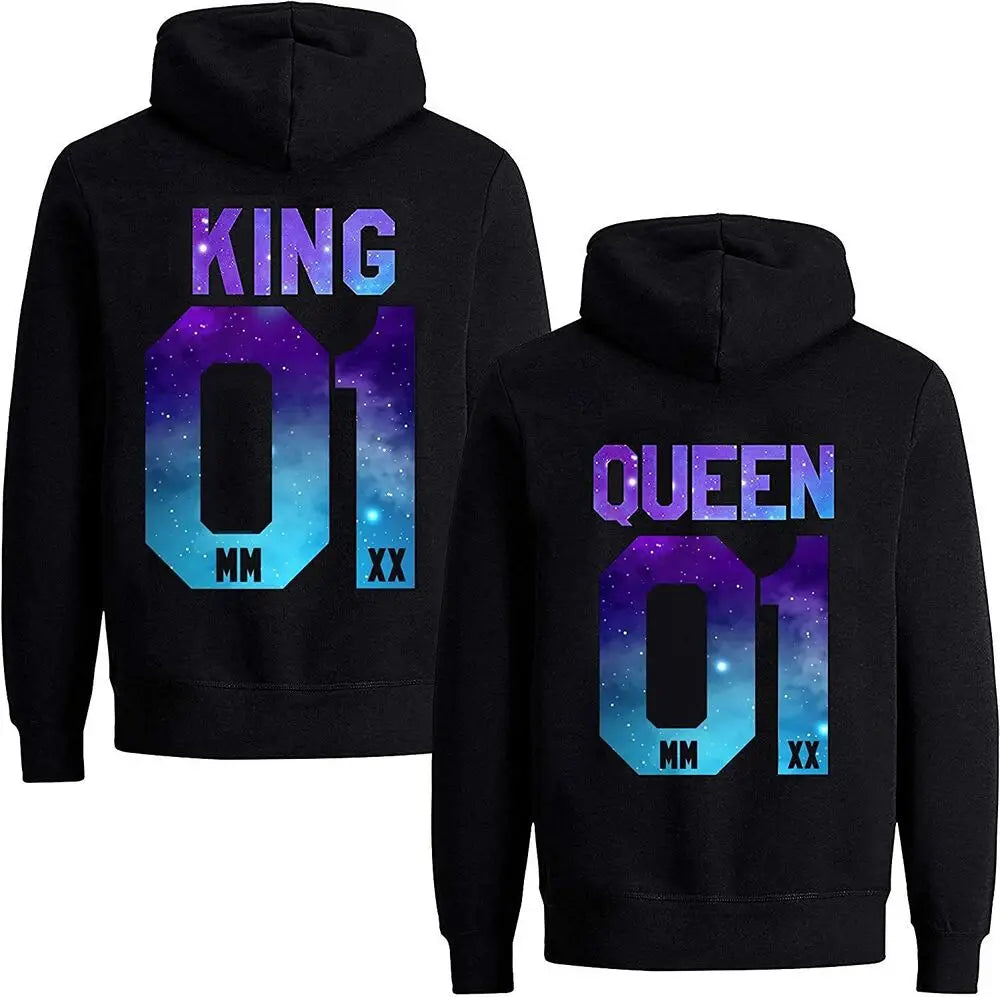 Couples Herren  King & Queen Stars Hoodie Pullover Partner Parchen Set Streetwear Men Women  Sweatshirt  Hoodies  Sweatshirts