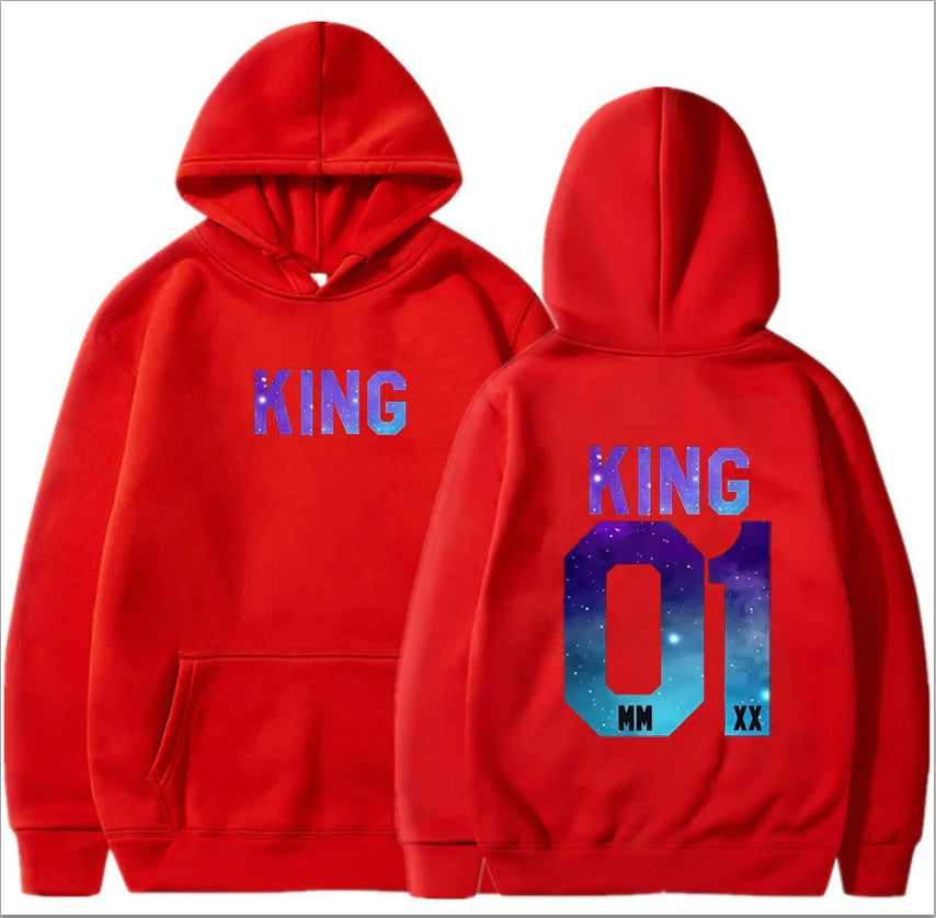 Couples Herren  King & Queen Stars Hoodie Pullover Partner Parchen Set Streetwear Men Women  Sweatshirt  Hoodies  Sweatshirts