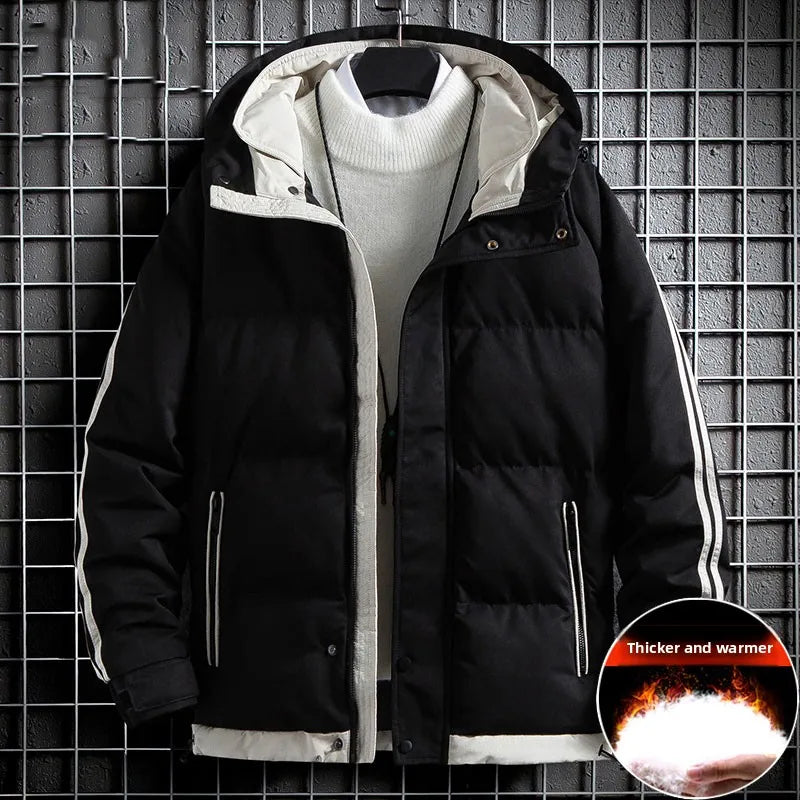 Thiened down Cotton Jaet Men's Winter New Faion Brand Stand Collar Warm Coat Youth ular ort Sle Zipper Closure