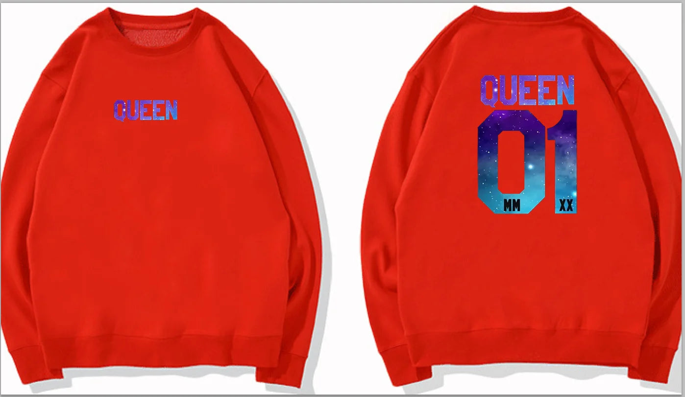 Couples Herren  King & Queen Stars Hoodie Pullover Partner Parchen Set Streetwear Men Women  Sweatshirt  Hoodies  Sweatshirts