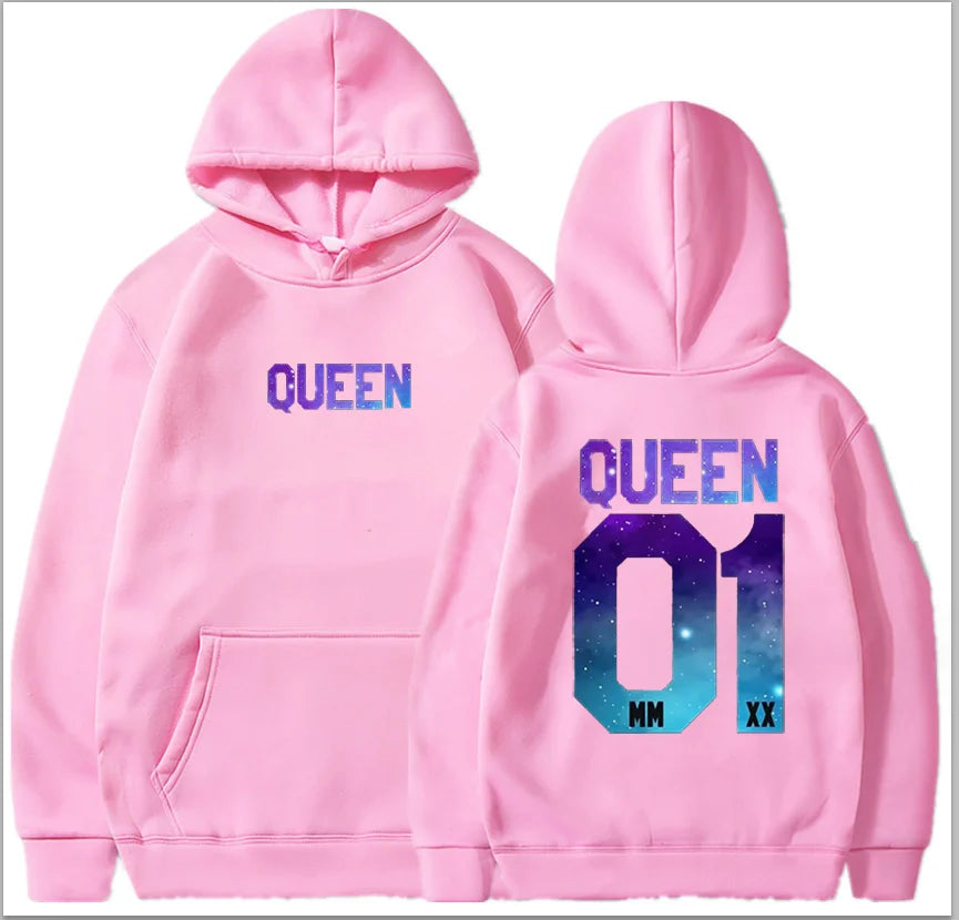 Couples Herren  King & Queen Stars Hoodie Pullover Partner Parchen Set Streetwear Men Women  Sweatshirt  Hoodies  Sweatshirts