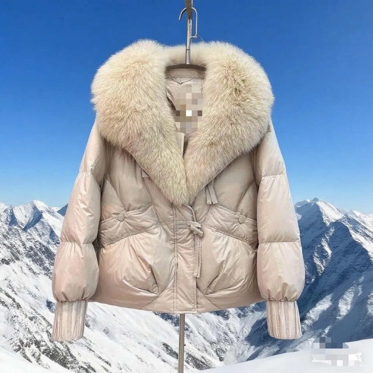 Winter Women's Cotton-Padded Jacket Large Fur Collar Thickened Short Warm Coat down Filled Anti-Fur for Short People