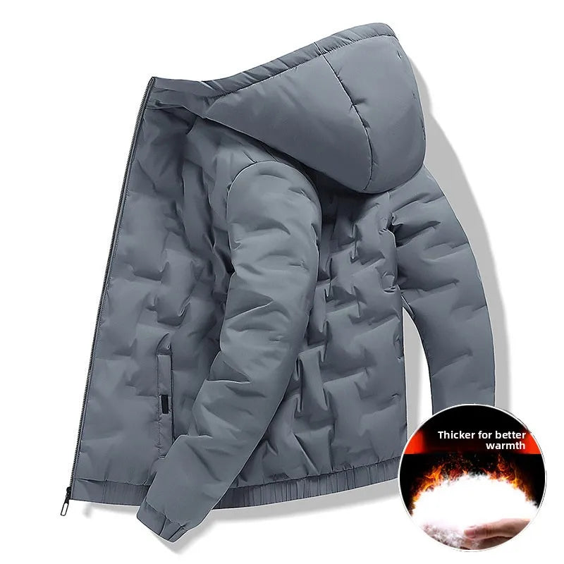 Thiened down Cotton Jaet Men's Winter New Faion Brand Stand Collar Warm Coat Youth ular ort Sle Zipper Closure