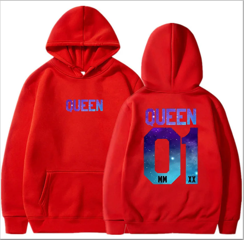 Couples Herren  King & Queen Stars Hoodie Pullover Partner Parchen Set Streetwear Men Women  Sweatshirt  Hoodies  Sweatshirts