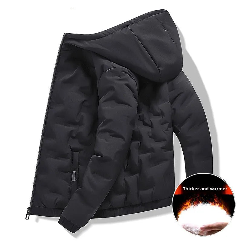 Thiened down Cotton Jaet Men's Winter New Faion Brand Stand Collar Warm Coat Youth ular ort Sle Zipper Closure