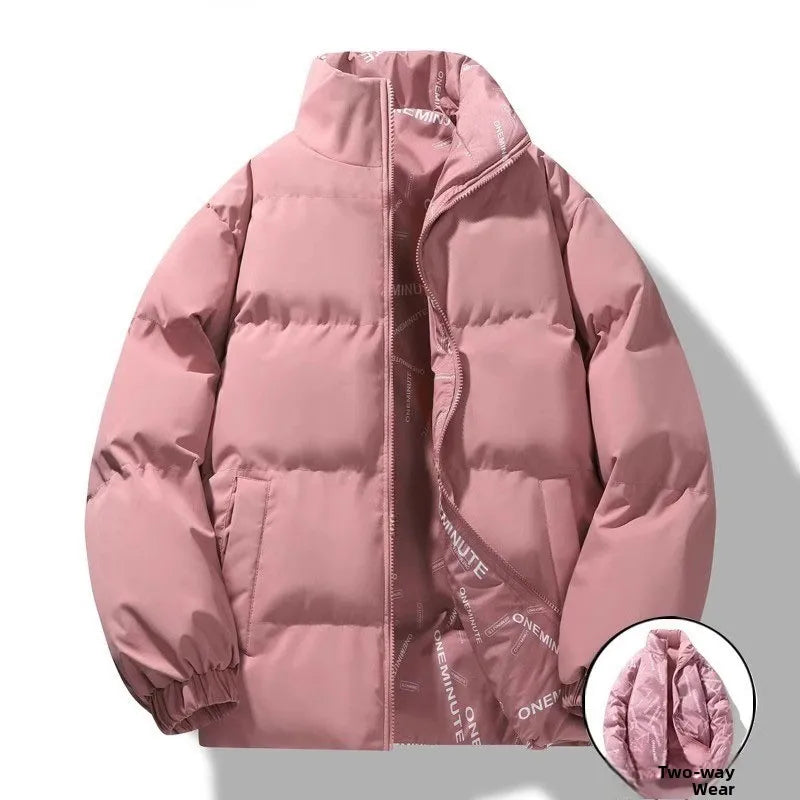 Thiened down Cotton Jaet Men's Winter New Faion Brand Stand Collar Warm Coat Youth ular ort Sle Zipper Closure