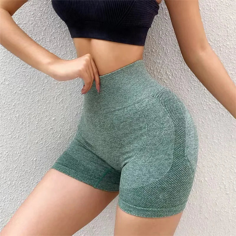1PC Women High Waisted Yoga Shorts Fashionable and Sexy Running Fitness Pants Solid Color Yoga Leggings