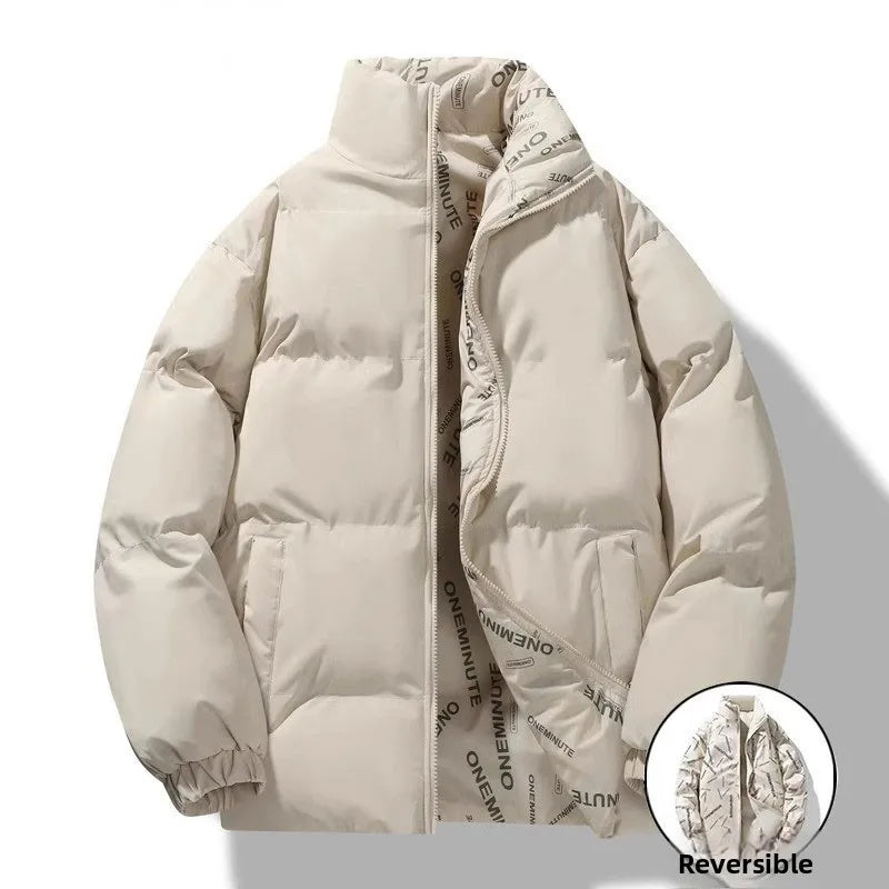 Thiened down Cotton Jaet Men's Winter New Faion Brand Stand Collar Warm Coat Youth ular ort Sle Zipper Closure