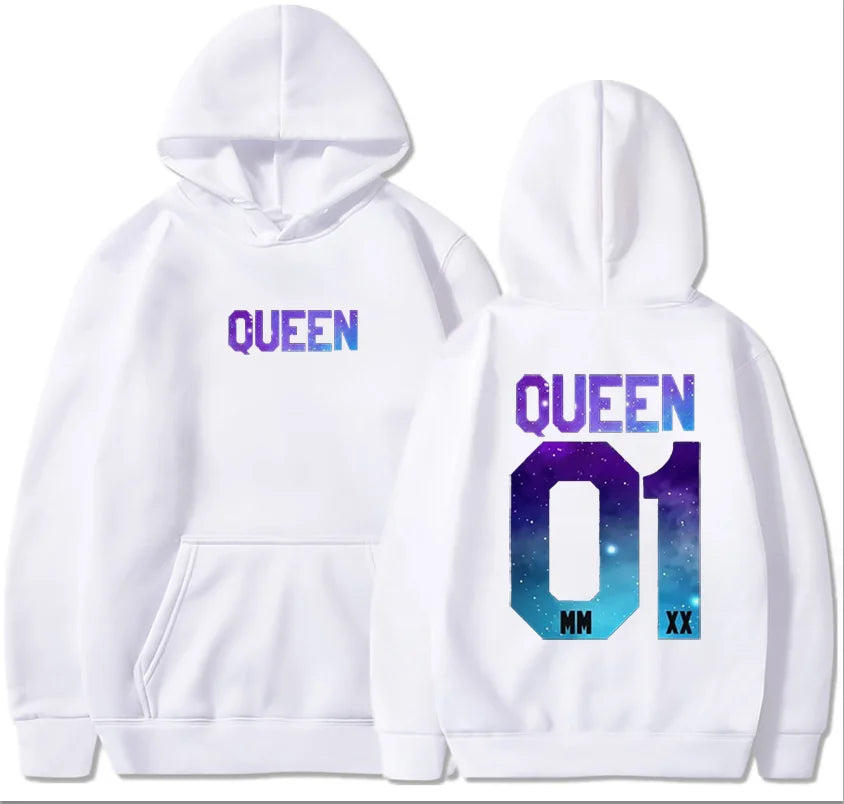 Couples Herren  King & Queen Stars Hoodie Pullover Partner Parchen Set Streetwear Men Women  Sweatshirt  Hoodies  Sweatshirts