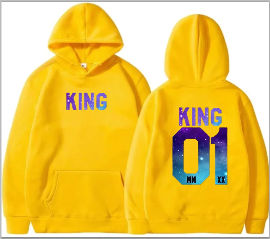 Couples Herren  King & Queen Stars Hoodie Pullover Partner Parchen Set Streetwear Men Women  Sweatshirt  Hoodies  Sweatshirts