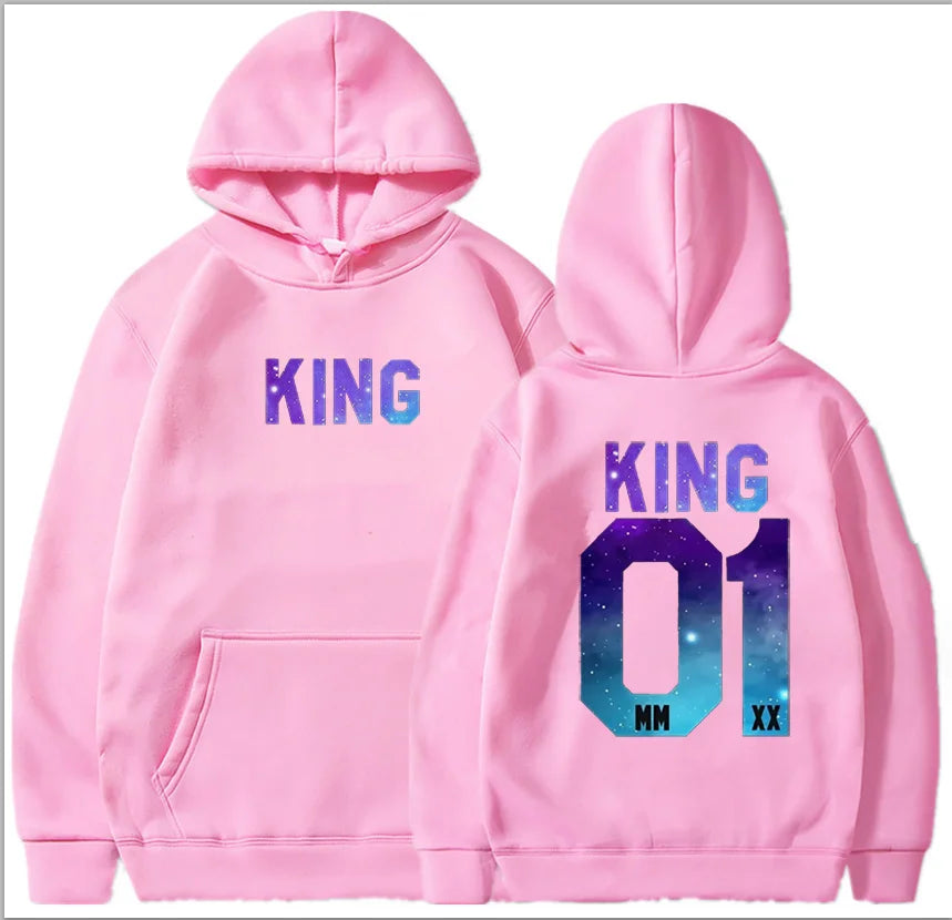 Couples Herren  King & Queen Stars Hoodie Pullover Partner Parchen Set Streetwear Men Women  Sweatshirt  Hoodies  Sweatshirts