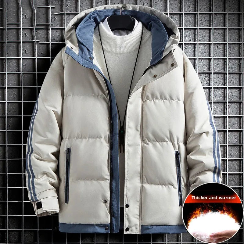 Thiened down Cotton Jaet Men's Winter New Faion Brand Stand Collar Warm Coat Youth ular ort Sle Zipper Closure