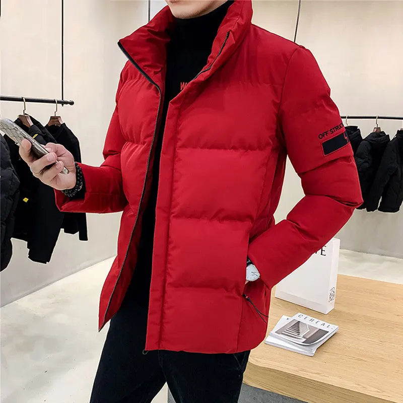 Thiened down Cotton Jaet Men's Winter New Faion Brand Stand Collar Warm Coat Youth ular ort Sle Zipper Closure